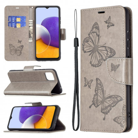 Housse Samsung Galaxy A22 5G Les Papillons en Vol avec Lanière Housse Samsung Galaxy A22 5G Les Papillons en Vol avec Lanière