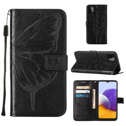 Housse Samsung Galaxy A22 5G Papillon Design avec Lanière Housse Samsung Galaxy A22 5G Papillon Design avec Lanière