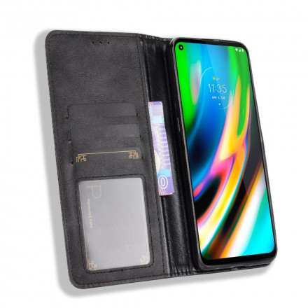 Flip Cover Moto G9 Plus Effet Cuir Vintage Stylisé Flip Cover Moto G9 Plus Effet Cuir Vintage Stylisé