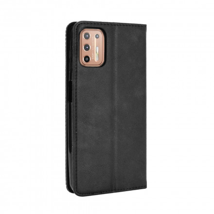 Flip Cover Moto G9 Plus Effet Cuir Vintage Stylisé Flip Cover Moto G9 Plus Effet Cuir Vintage Stylisé
