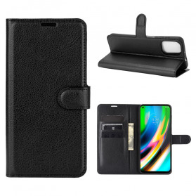Housse Moto G9 Plus Effet Litchi Classique