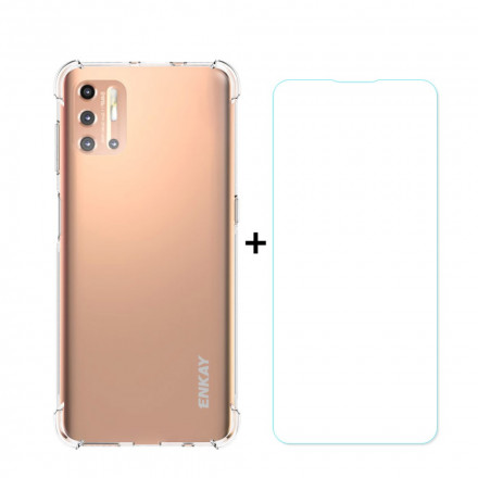 Coque Moto G9 Plus Combo Coque et Verre trempée ENKAY Coque Moto G9 Plus Combo Coque et Verre trempée ENKAY