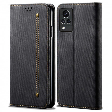 Flip Cover Vivo V21 5G Simili Cuir Texture Jeans