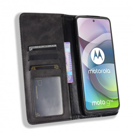 Flip Cover Moto G 5G Effet Cuir Vintage Stylisé Flip Cover Moto G 5G Effet Cuir Vintage Stylisé