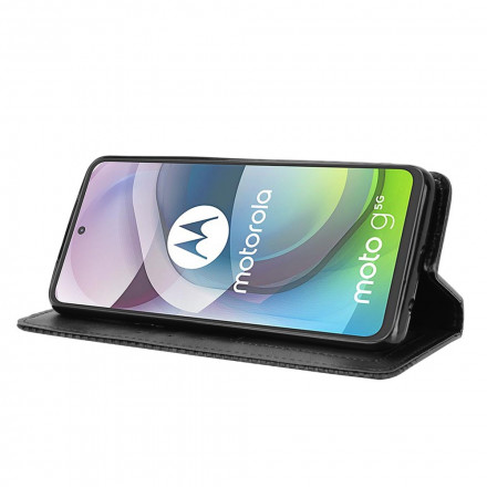 Flip Cover Moto G 5G Effet Cuir Vintage Stylisé Flip Cover Moto G 5G Effet Cuir Vintage Stylisé