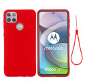 Coque Moto G9 Plus Conception Silicone Liquide avec Lanière