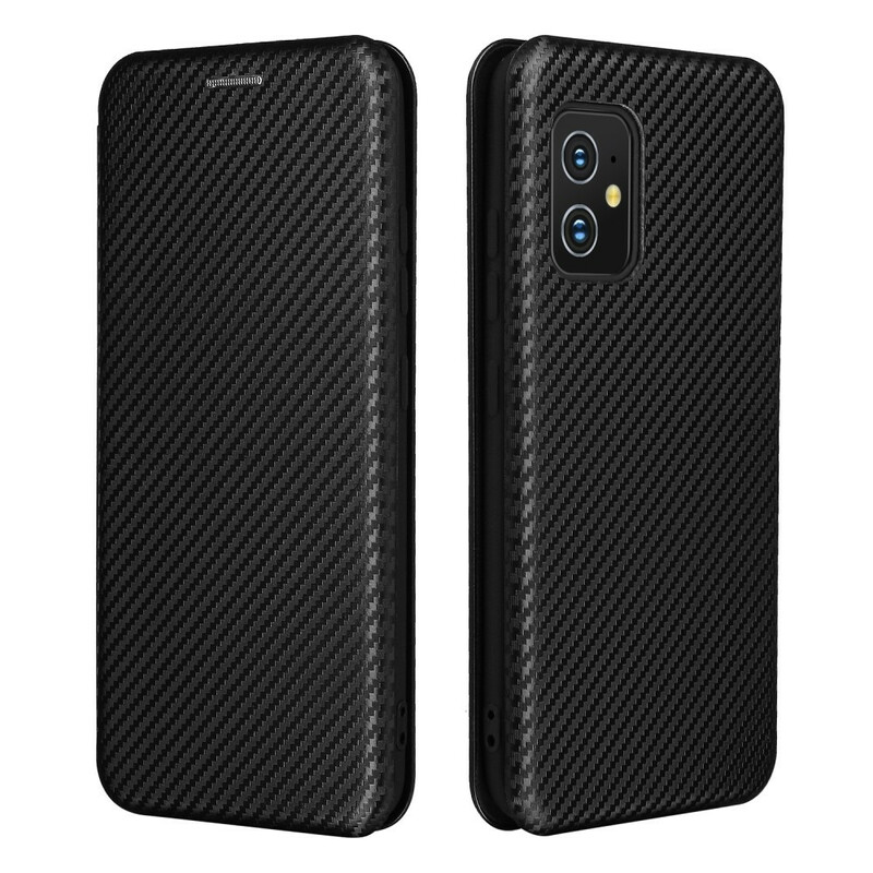 Flip Cover Azus Zenfone 8 Fibre Carbone avec Anneau Support