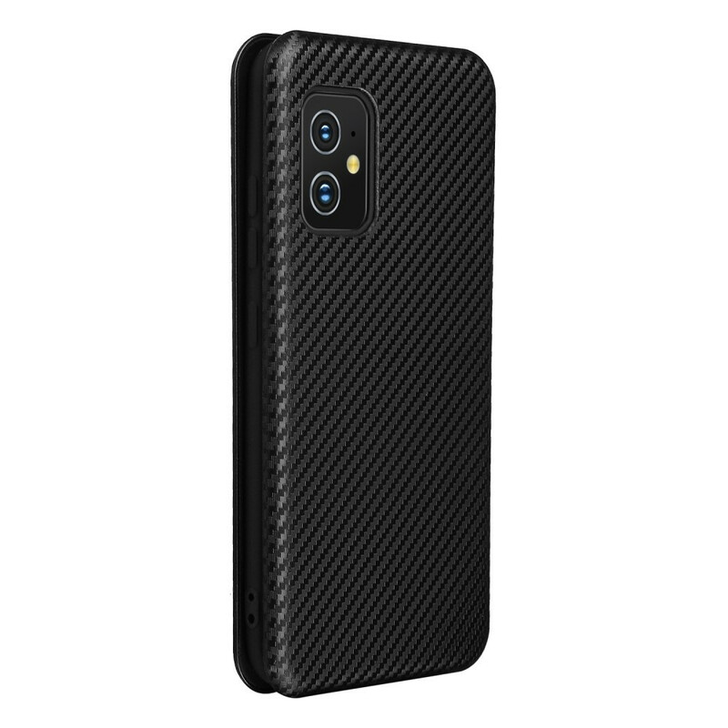 Flip Cover Azus Zenfone 8 Fibre Carbone avec Anneau Support