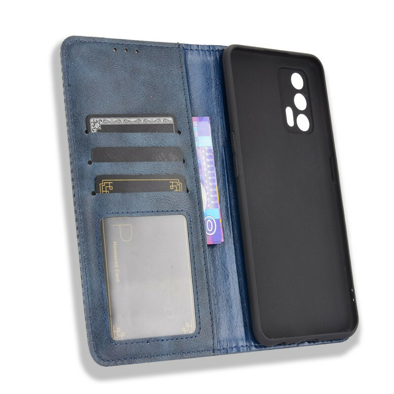 Flip Cover Realme GT 5G Effet Cuir Vintage Stylisé Flip Cover Realme GT 5G Effet Cuir Vintage Stylisé