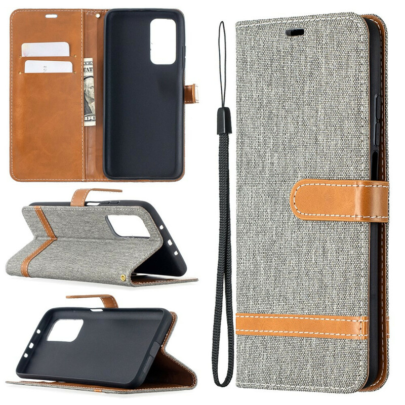 Housse Xiaomi Mi 10T / 10T Pro Tissu et Effet Cuir à Lanière Housse Xiaomi Mi 10T / 10T Pro Tissu et Effet Cuir à Lanière