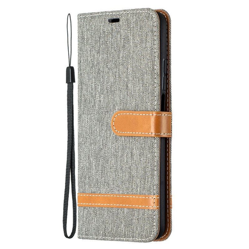 Housse Xiaomi Mi 10T / 10T Pro Tissu et Effet Cuir à Lanière Housse Xiaomi Mi 10T / 10T Pro Tissu et Effet Cuir à Lanière