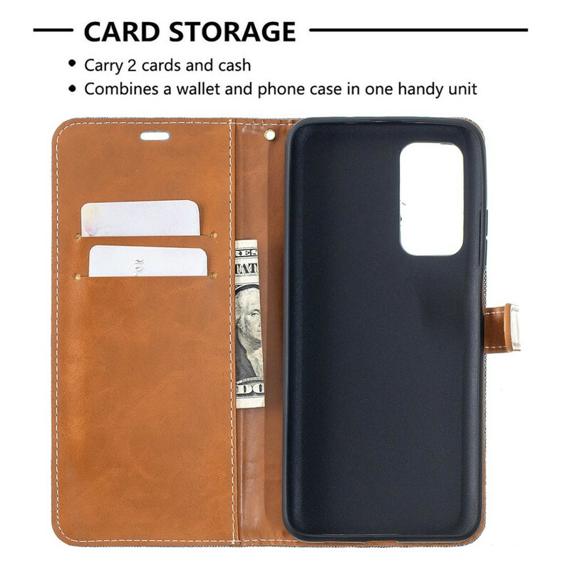 Housse Xiaomi Mi 10T / 10T Pro Tissu et Effet Cuir à Lanière Housse Xiaomi Mi 10T / 10T Pro Tissu et Effet Cuir à Lanière