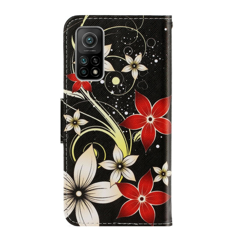 Housse Xiaomi Mi 10T / 10T Pro Fleurs Colorées à Lanière