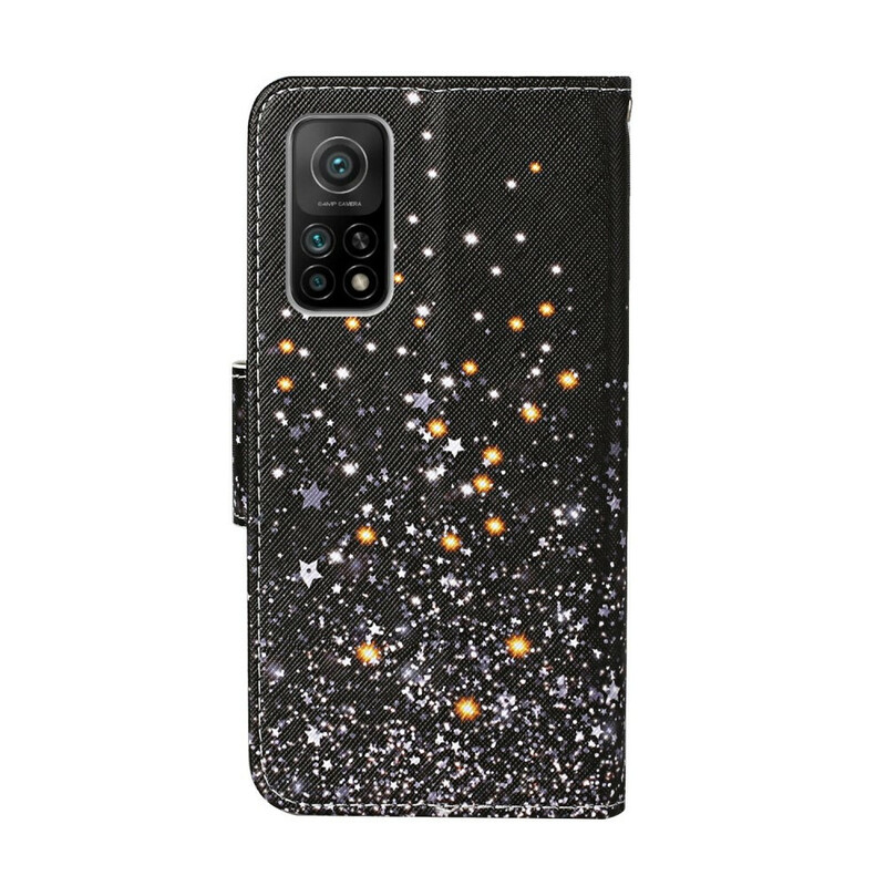 Housse Xiaomi Mi 10T / 10T Pro Étoiles et Paillettes avec Lanière