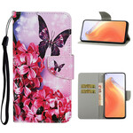 Housse Xiaomi Mi 10T / 10T Pro Papillons Floraux Lanière Housse Xiaomi Mi 10T / 10T Pro Papillons Floraux Lanière