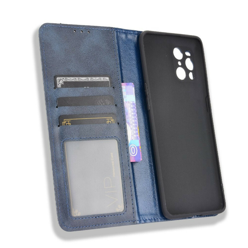 Flip Cover Oppo Find X3 / X3 Pro Effet Cuir Vintage Stylisé Flip Cover Oppo Find X3 / X3 Pro Effet Cuir Vintage Stylisé