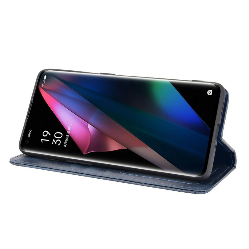 Flip Cover Oppo Find X3 / X3 Pro Effet Cuir Vintage Stylisé Flip Cover Oppo Find X3 / X3 Pro Effet Cuir Vintage Stylisé