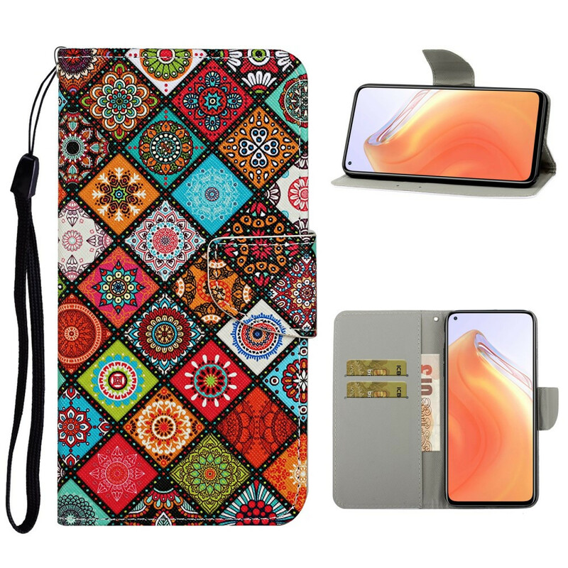 Housse Xiaomi Mi 10T / 10T Pro Patchwork Mandalas avec Lanière Housse Xiaomi Mi 10T / 10T Pro Patchwork Mandalas avec Lanière
