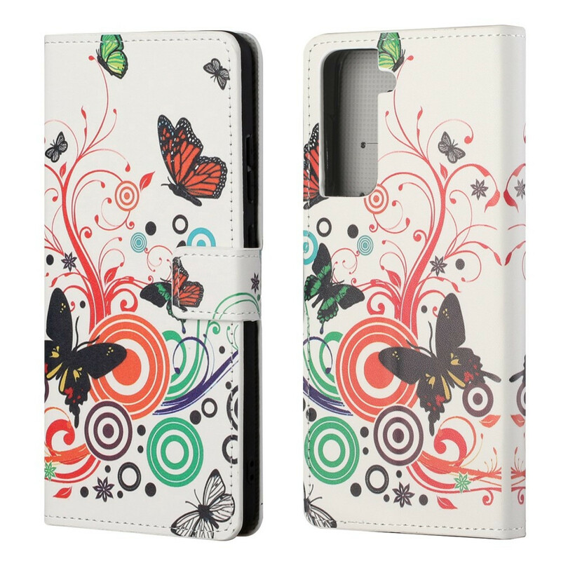 Housse Samsung Galaxy S21 FE Papillons et Fleurs Housse Samsung Galaxy S21 FE Papillons et Fleurs