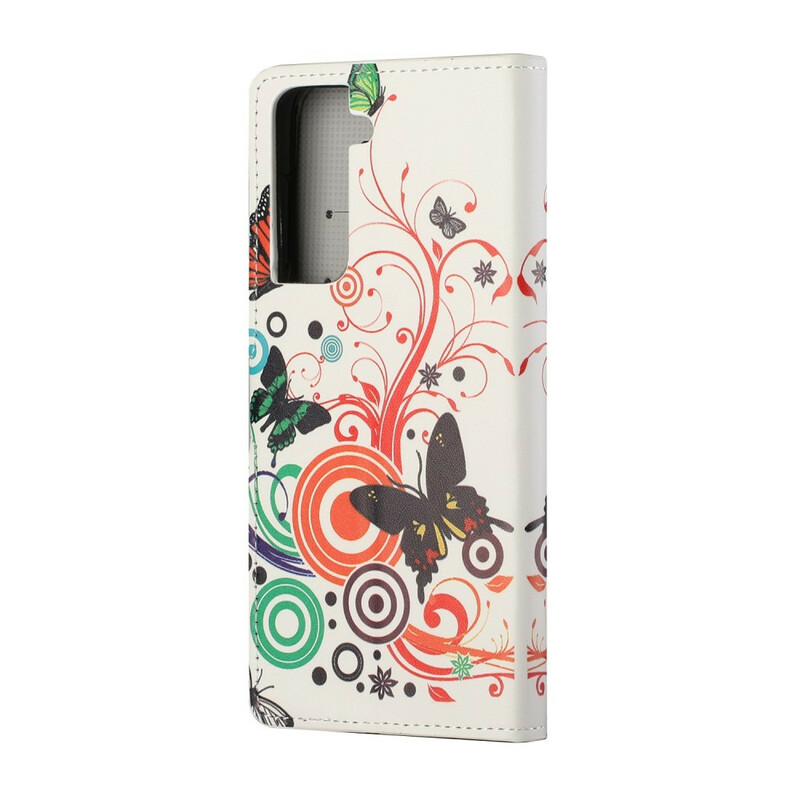 Housse Samsung Galaxy S21 FE Papillons et Fleurs Housse Samsung Galaxy S21 FE Papillons et Fleurs