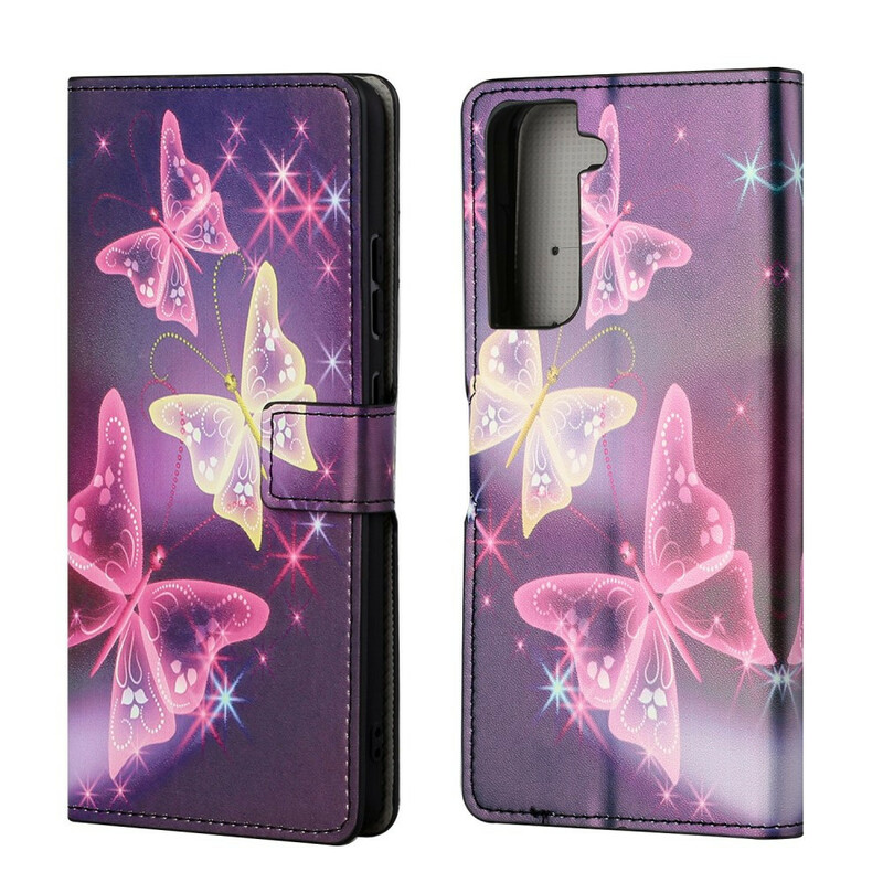 Housse Samsung Galaxy S21 FE Papillons et Fleurs