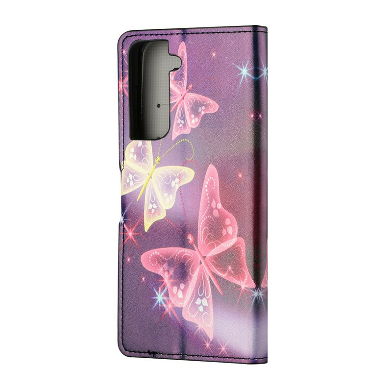 Housse Samsung Galaxy S21 FE Papillons et Fleurs