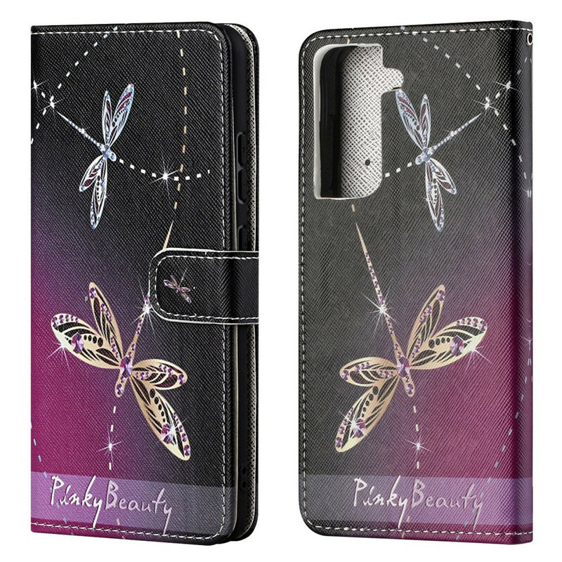 Housse Samsung Galaxy S21 FE Libellules à Lanière Housse Samsung Galaxy S21 FE Libellules à Lanière