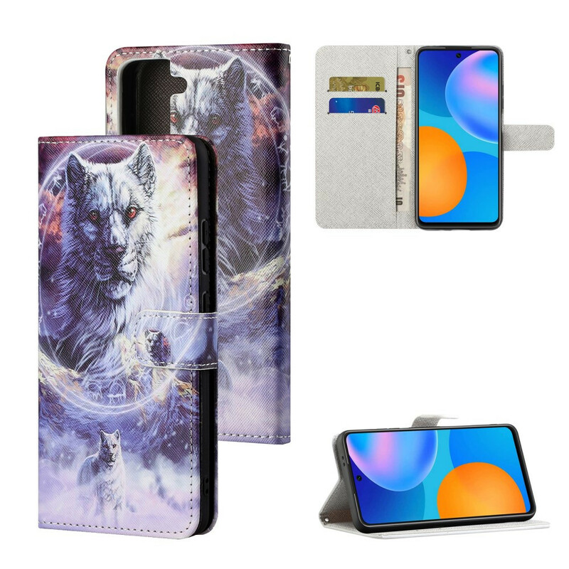 Housse Samsung Galaxy S21 FE Loup en Hiver avec Lanière Housse Samsung Galaxy S21 FE Loup en Hiver avec Lanière