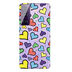 Coque Samsung Galaxy S21 FE Coeurs Multicolores