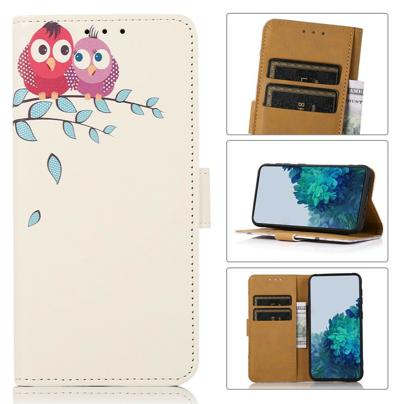 Housse Samsung Galaxy S21 FE Couple de Hiboux sur l'Arbre