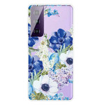Coque Samsung Galaxy S21 FE Fleurs Bleues Aquarelle Coque Samsung Galaxy S21 FE Fleurs Bleues Aquarelle