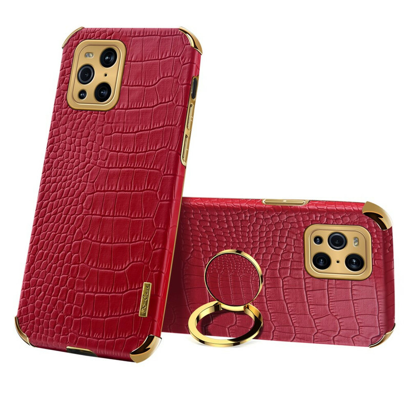 Coque Oppo Find X3 / X3 Pro X-CASE Effet Peau Crocodile