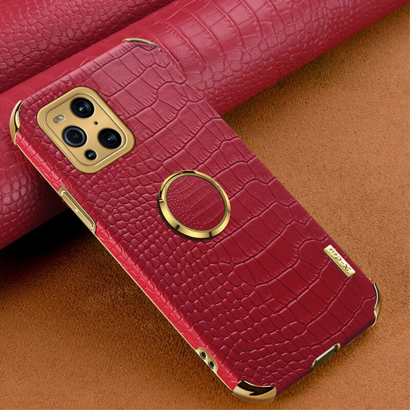 Coque Oppo Find X3 / X3 Pro X-CASE Effet Peau Crocodile