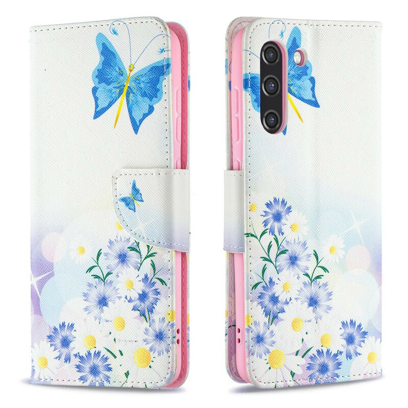 Housse Samsung Galaxy S21 FE Papillons et Fleurs Peints Housse Samsung Galaxy S21 FE Papillons et Fleurs Peints
