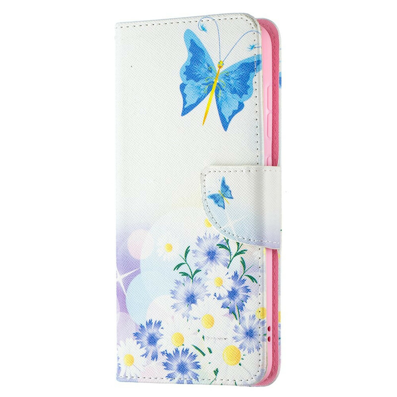 Housse Samsung Galaxy S21 FE Papillons et Fleurs Peints Housse Samsung Galaxy S21 FE Papillons et Fleurs Peints