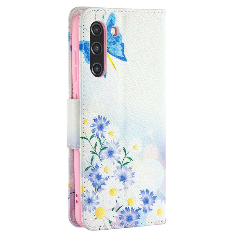 Housse Samsung Galaxy S21 FE Papillons et Fleurs Peints Housse Samsung Galaxy S21 FE Papillons et Fleurs Peints