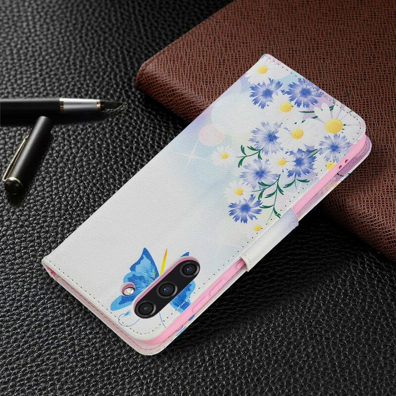 Housse Samsung Galaxy S21 FE Papillons et Fleurs Peints Housse Samsung Galaxy S21 FE Papillons et Fleurs Peints