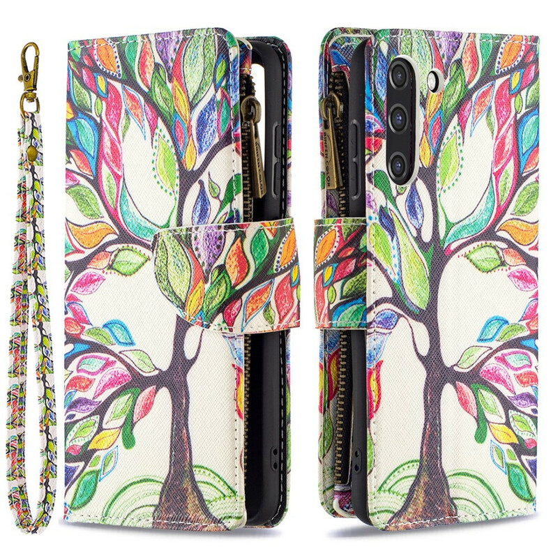 Housse Samsung Galaxy S21 FE Poche Zippée Arbre Housse Samsung Galaxy S21 FE Poche Zippée Arbre