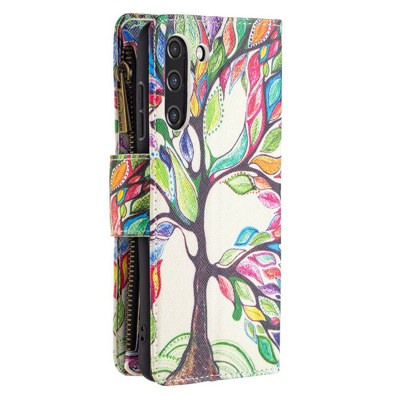 Housse Samsung Galaxy S21 FE Poche Zippée Arbre Housse Samsung Galaxy S21 FE Poche Zippée Arbre