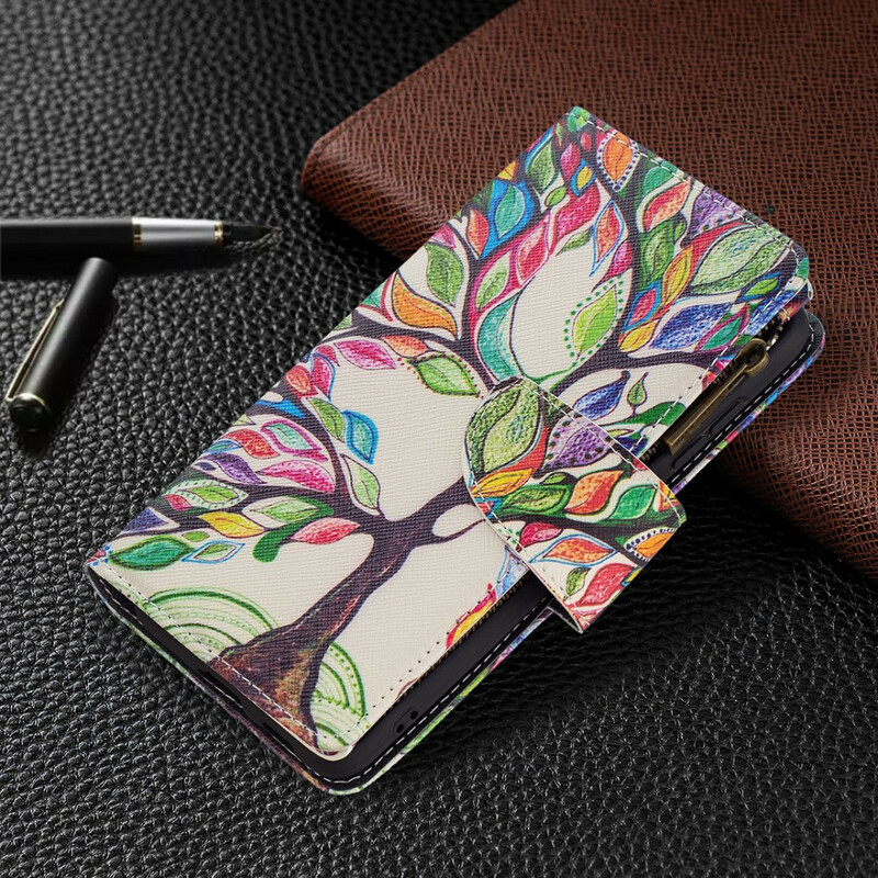 Housse Samsung Galaxy S21 FE Poche Zippée Arbre Housse Samsung Galaxy S21 FE Poche Zippée Arbre
