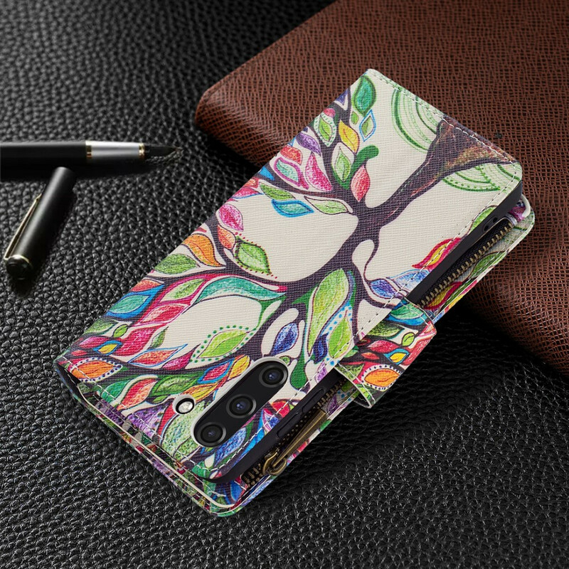 Housse Samsung Galaxy S21 FE Poche Zippée Arbre Housse Samsung Galaxy S21 FE Poche Zippée Arbre