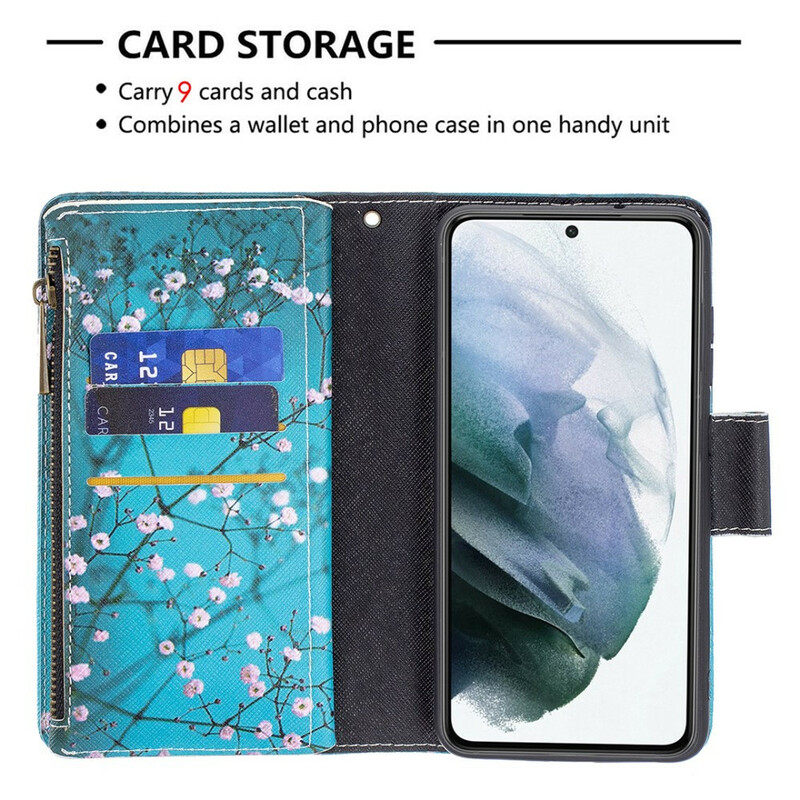 Housse Samsung Galaxy S21 FE Poche Zippée Arbre Housse Samsung Galaxy S21 FE Poche Zippée Arbre