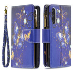 Housse Samsung Galaxy S21 FE Poche Zippée Papillons Papillons