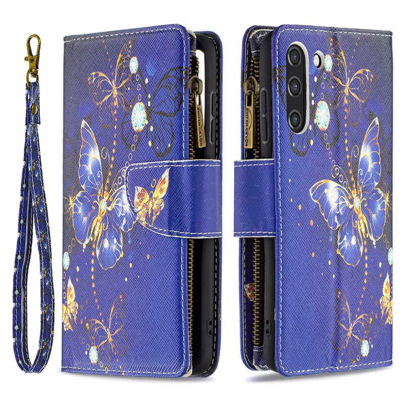 Housse Samsung Galaxy S21 FE Poche Zippée Papillons Papillons Housse Samsung Galaxy S21 FE Poche Zippée Papillons Papillons