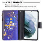 Housse Samsung Galaxy S21 FE Poche Zippée Papillons Papillons