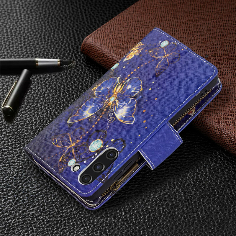 Housse Samsung Galaxy S21 FE Poche Zippée Papillons Papillons Housse Samsung Galaxy S21 FE Poche Zippée Papillons Papillons