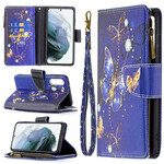 Housse Samsung Galaxy S21 FE Poche Zippée Papillons Papillons Housse Samsung Galaxy S21 FE Poche Zippée Papillons Papillons