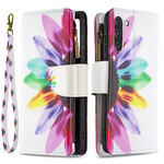 Housse Samsung Galaxy S21 FE Poche Zippée Fleur Housse Samsung Galaxy S21 FE Poche Zippée Fleur