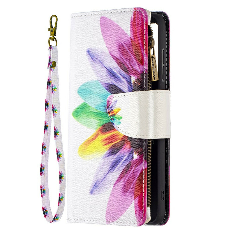 Housse Samsung Galaxy S21 FE Poche Zippée Fleur Housse Samsung Galaxy S21 FE Poche Zippée Fleur