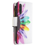 Housse Samsung Galaxy S21 FE Poche Zippée Fleur Housse Samsung Galaxy S21 FE Poche Zippée Fleur